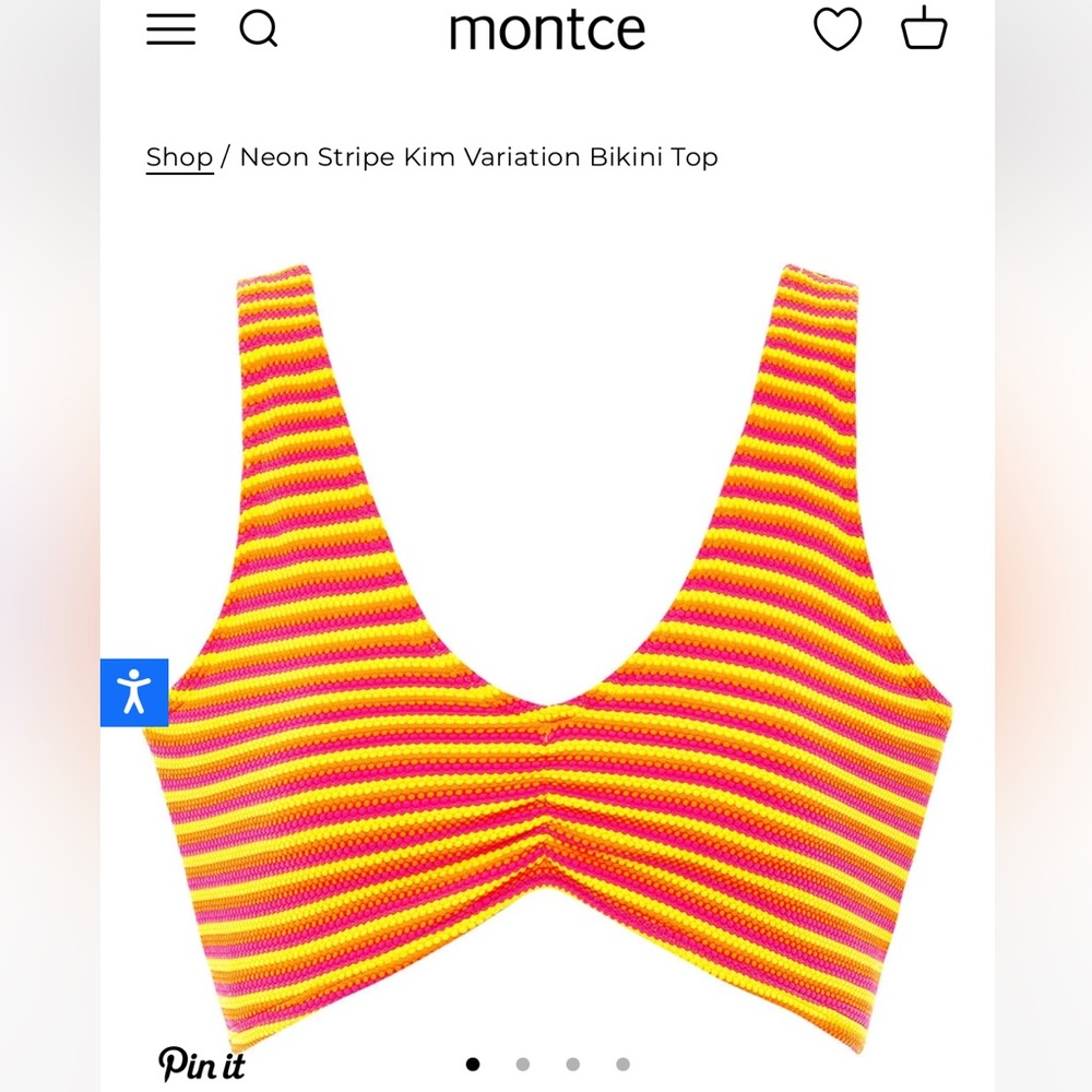 Montce swim neon strip bikini top ONLY